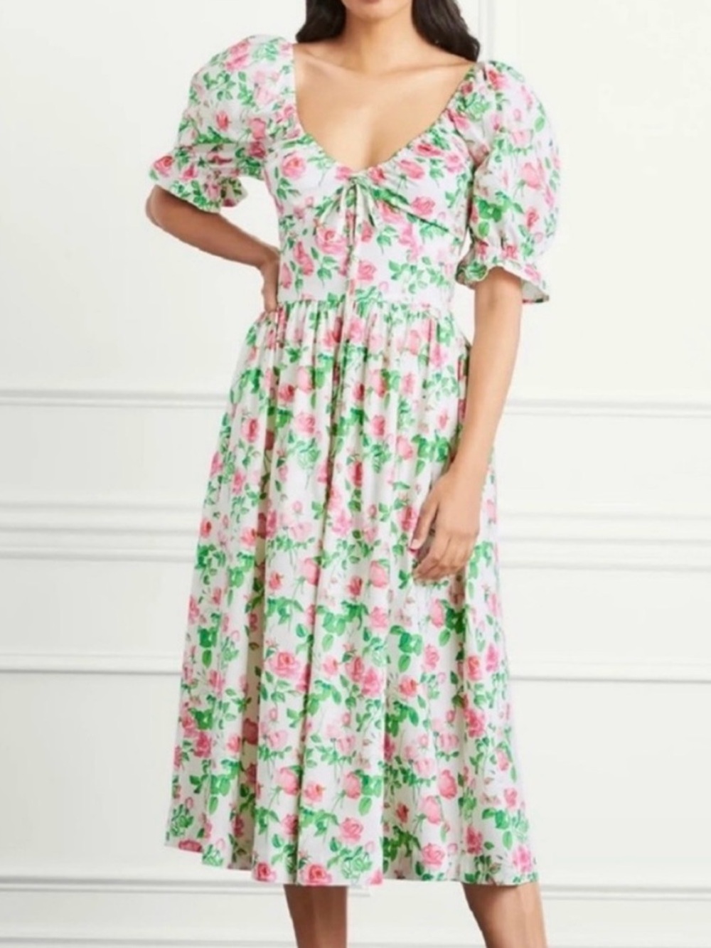 Hill House Ophelia Dress in pink rose & greenery pattern